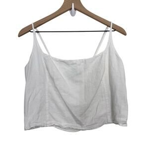Abercrombie & Fitch White Linen Cropped Tank Top Cami Size Large